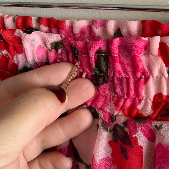 MISA Lucia Pink Poppy Floral Tiered Ruffle Maxi Skirt  $273 Size M Medium - Picture 5 of 5